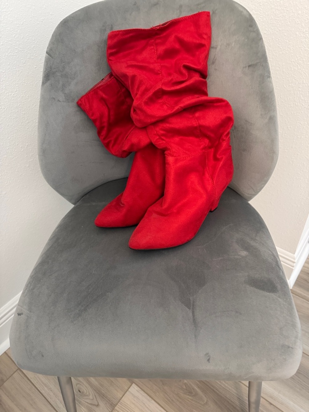 Red Slouchy Knee-High Women's Boots